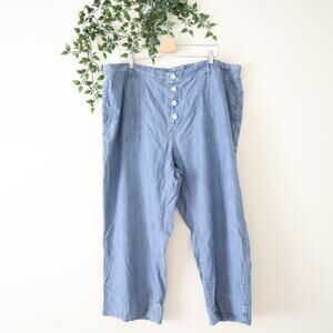 J.Jill Women's Plus Size 3X Blue Chambray Wide Leg Cropped Pants
